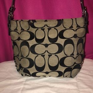 Coach Black/Gray 24CM Signature Duffel Purse